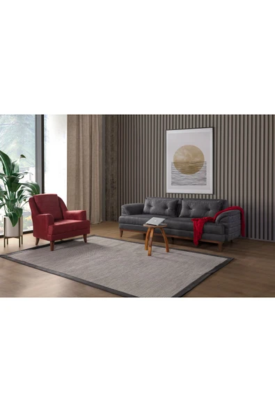 Perla Sofa   Madrid Koltuk Takımı Bora Antrasit Bordo - 2
