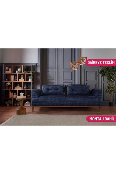 Perla Sofa Madrid Üçlü Yataklı Koltuk Bora Lacivert