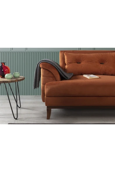 Perla Sofa   Madrid Üçlü Yataklı Kanepe Babyface Turuncu - Resim 3