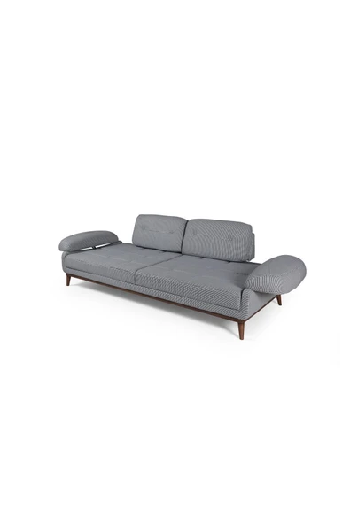 Perla Sofa   NELSON ÜÇLÜ KOLTUK KETEN GRİ KAZAYAĞI - 6
