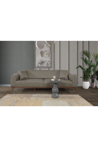 Perla Sofa   Seneca Yataklı Kanepe Keten Koyu Yeşil Kazayağı ürün görseli