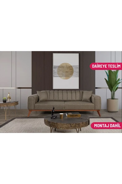 Perla Sofa   VELAR YATAKLI KANEPE KETEN KAHVE KAZAYAĞI ürün görseli