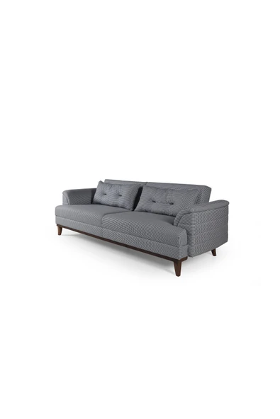 Perla Sofa   Madrid Üçlü Yataklı Kanepe Keten Siyah Kazayağı - 4