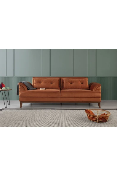 Perla Sofa   Madrid Üçlü Yataklı Kanepe Babyface Turuncu - Resim 2