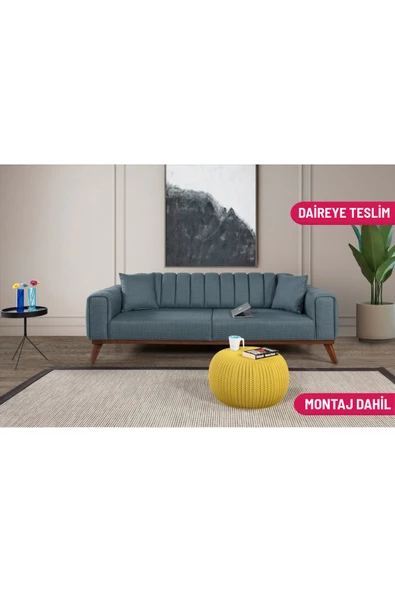 Perla Sofa   VELAR YATAKLI KANEPE KETEN MAVİ KAZAYAĞI ürün görseli