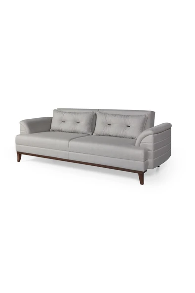 Perla Sofa   Madrid Üçlü Yataklı Kanepe Keten Krem - Resim 3