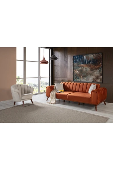 Perla Sofa   Velar Yataklı Koltuk Takımı Babyface Kiremit - 2