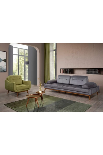 Perla Sofa NELSON YATAKLI KOLTUK TAKIMI BABYFACE GRİ - 2