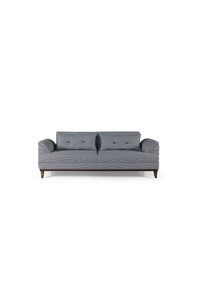 Perla Sofa   Madrid Üçlü Yataklı Kanepe Keten Siyah Kazayağı - 3