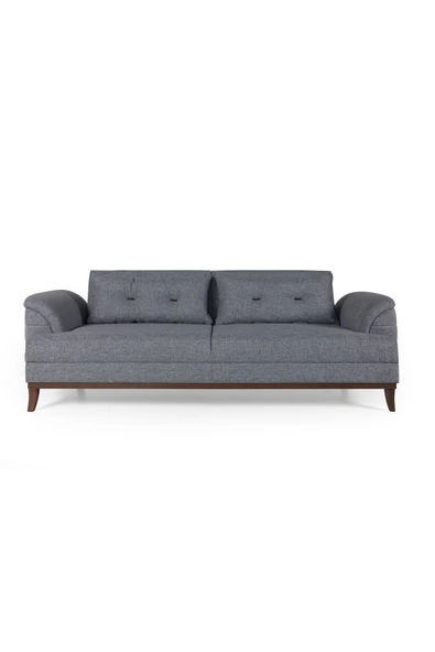 Perla Sofa   Madrid Üçlü Yataklı Kanepe Keten Açık Gri - 4