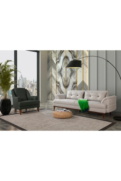 Perla Sofa Madrid Koltuk Takımı Keten Krem - 2