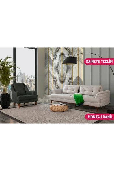 Perla Sofa   Madrid Koltuk Takımı Keten Krem