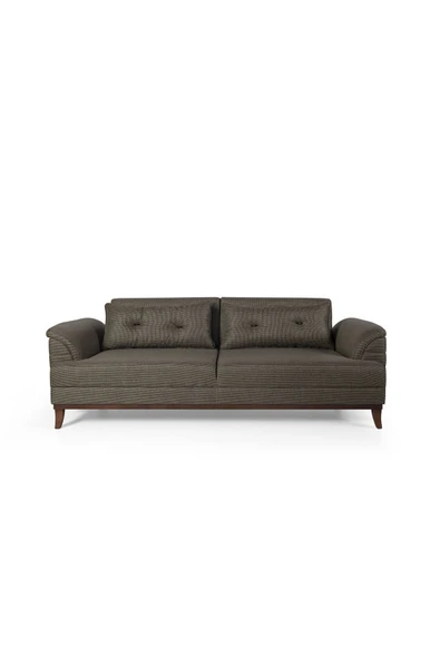 Perla Sofa Madrid Koltuk Takımı Keten Koyu Kahve Kazayağı - 3
