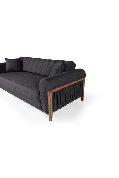 Perla Sofa   KİTKAT AHŞAP YATAKLI SANDIKLI KOLTUK TAKIMI ANTRASİT - 3