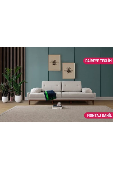 Perla Sofa   NELSON ÜÇLÜ KOLTUK KETEN KREM ürün görseli