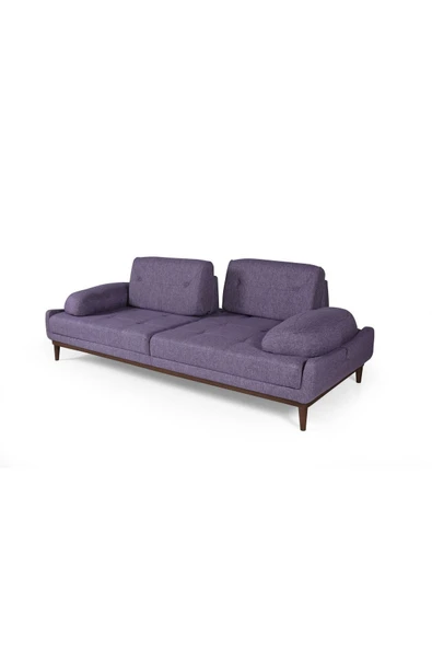 Perla Sofa   NELSON ÜÇLÜ KOLTUK KETEN MOR - Resim 8