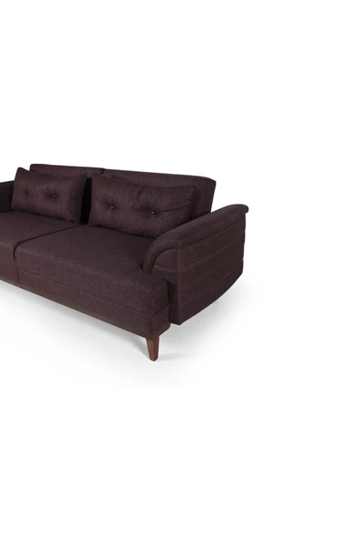 Perla Sofa   Madrid Üçlü Yataklı Kanepe Koyu Bordo Kazayağı - Resim 6