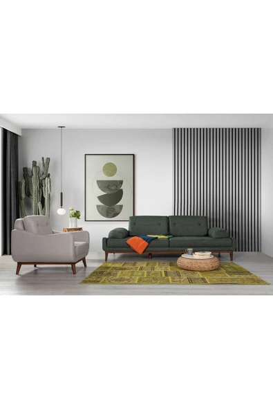 Perla Sofa   NELSON YATAKLI KOLTUK TAKIMI KETEN YEŞİL - 2