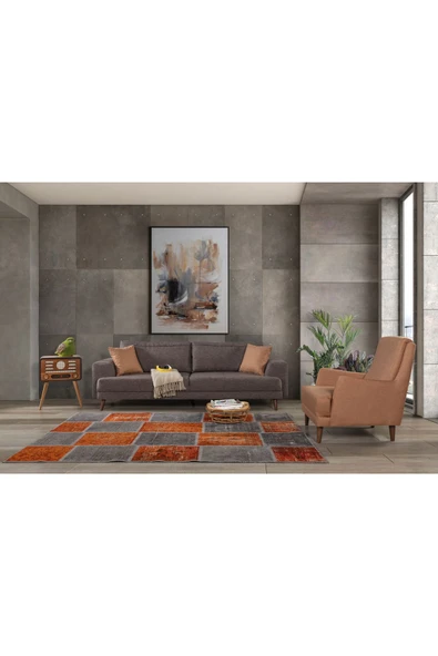 Perla Sofa   NOBİS YATAKLI KOLTUK TAKIMI KETEN KAHVE