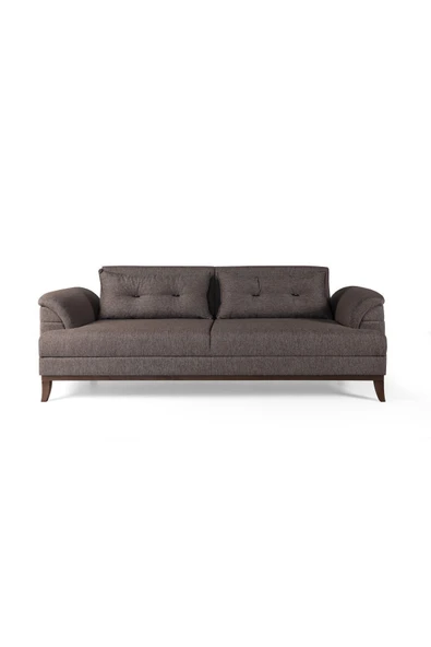 Perla Sofa   Madrid Üçlü Yataklı Kanepe Keten Kahve - 6