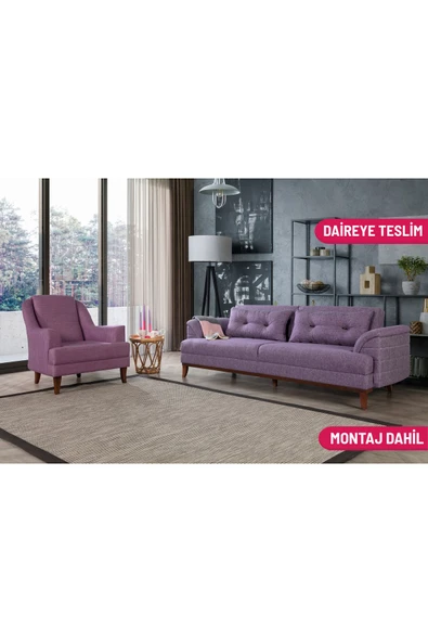 Perla Sofa   Madrid Koltuk Takımı Keten Mor