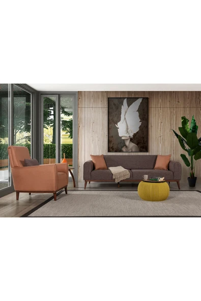 Perla Sofa SENECA KETEN KOLTUK TAKIMI, KAHVE