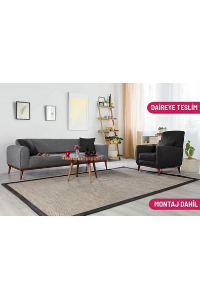Perla Sofa SENECA KETEN KOLTUK TAKIMI, GRİ ANTRASİT