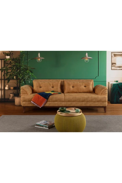 Perla Sofa   Madrid Üçlü Yataklı Kanepe Bora Hardal - 2
