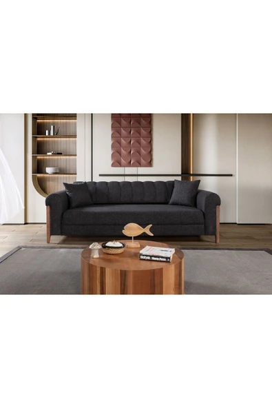 Perla Sofa KİTKAT AHŞAP YATAKLI SANDIKLI KOLTUK TAKIMI ANTRASİT - 2
