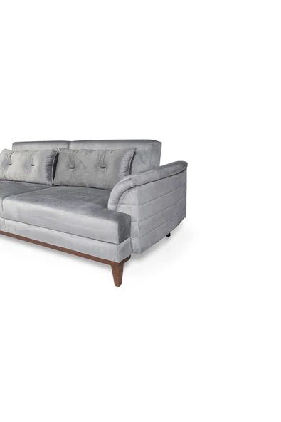 Perla Sofa   Madrid Üçlü Yataklı Kanepe Babyface Açık Gri - Resim 4