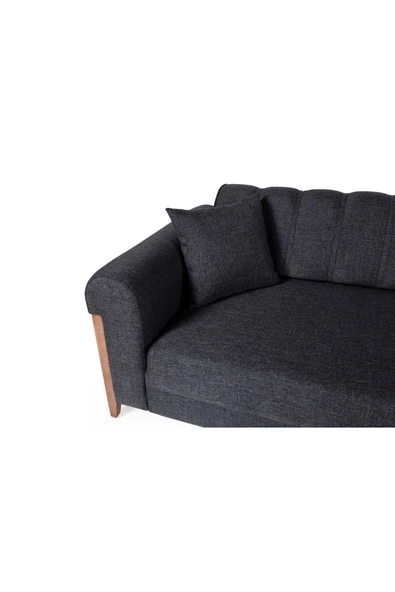 Perla Sofa   KİTKAT AHŞAP YATAKLI SANDIKLI KANEPE ANTRASİT - Resim 3