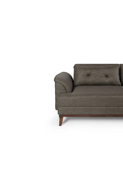 Perla Sofa Madrid Koltuk Takımı Keten Koyu Kahve Kazayağı - 4