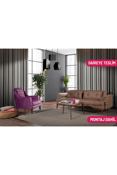 Perla Sofa Madrid Koltuk Takımı Bora Kahve