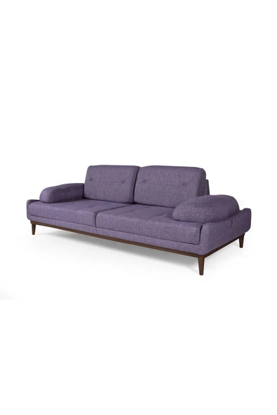 Perla Sofa   NELSON ÜÇLÜ KOLTUK KETEN MOR - Resim 3