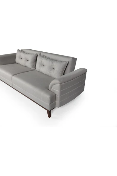 Perla Sofa   Madrid Üçlü Yataklı Kanepe Keten Krem - Resim 5