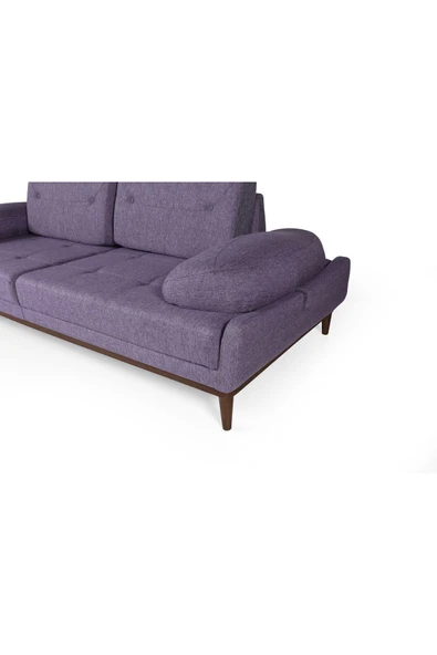 Perla Sofa   NELSON ÜÇLÜ KOLTUK KETEN MOR - Resim 4