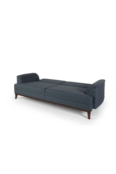 Perla Sofa   Madrid Üçlü Yataklı Kanepe Mavi Kazayağı - Resim 6