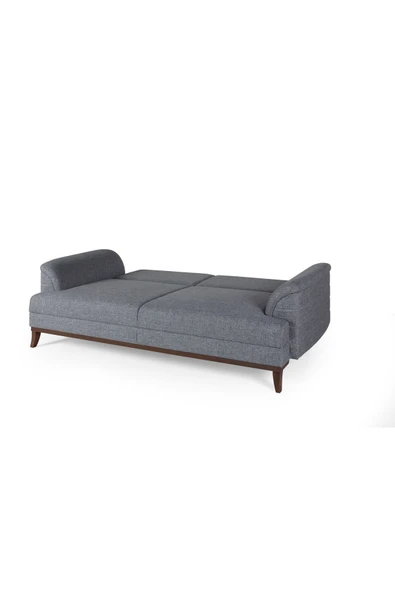 Perla Sofa Madrid Üçlü Yataklı Kanepe Keten Açık Gri - 7