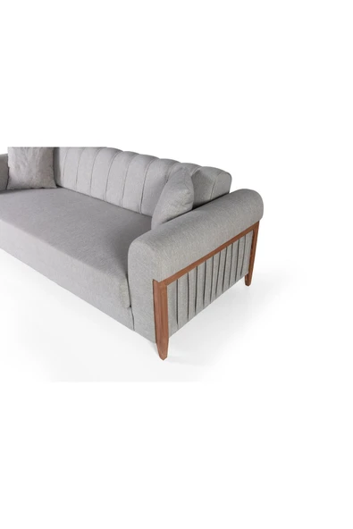 Perla Sofa   KİTKAT AHŞAP YATAKLI SANDIKLI KANEPE KREM - Resim 6
