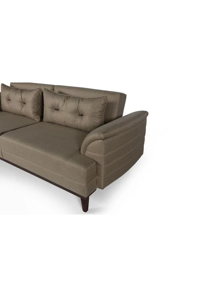 Perla Sofa   Madrid Koltuk Takımı Keten Hardal Kazayağı - 4