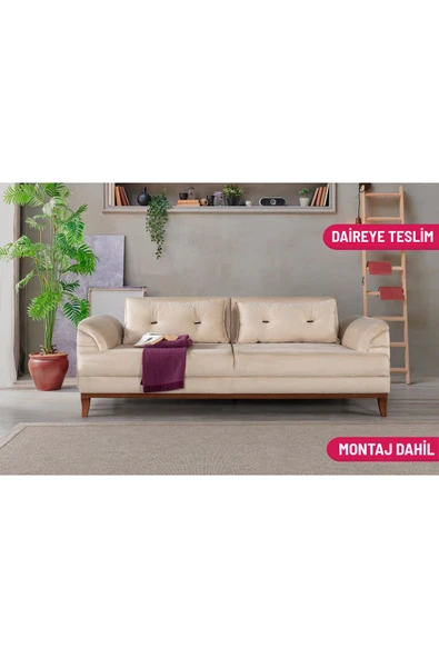 Perla Sofa   Madrid Üçlü Yataklı Kanepe Babyface Krem ürün görseli