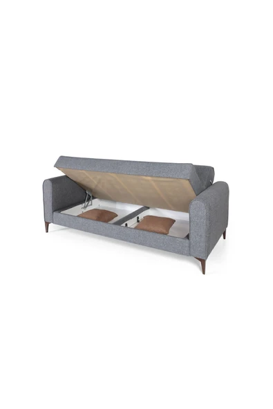 Perla Sofa FERRANTİ YATAKLI SANDIKLI ÜÇLÜ KANEPE AÇIK GRİ - 3