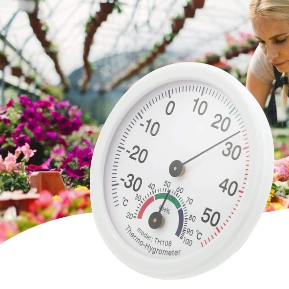 Oda Termometre Sıcaklık Ve Nem Ölçer Plastik 7,5cm  Analog Sıcaklık Nem Ölçer Termometre Higrometre - 4