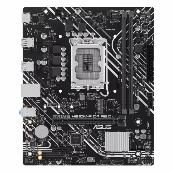 Asus Prime H610M-F D4 R2.0 DDR4 (3200MHz)OC M.2 HDMI PCIe 4.0 1700P mATX Anakart - Resim 2