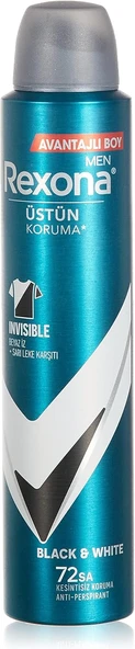 Rexona Men Erkek Sprey Deodorant Invisible Black & White 72 Saat Kesintisiz Üstün Koruma 200 ml