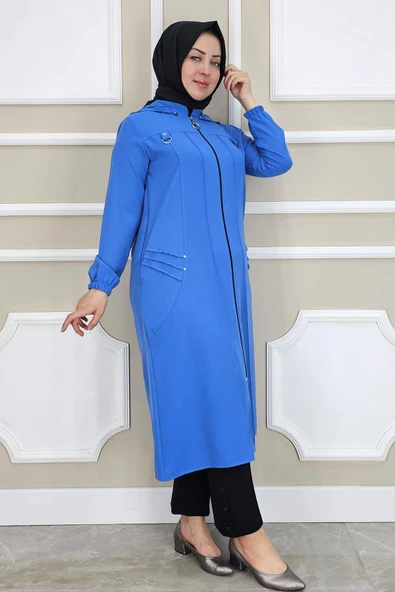 KADIN KAPÜŞONLU NERVÜR DİKİM DETAYLI TESETTÜR KAP - Resim 4