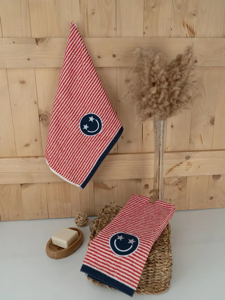 Pamuklu 2'li 40x66 cm Modern Desenli Renkli Havlu Seti Baveno - Resim 2