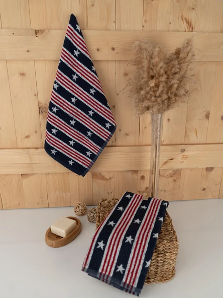 Pamuklu 2'li 40x66 cm Modern Desenli Renkli Havlu Seti Baveno - Resim 7