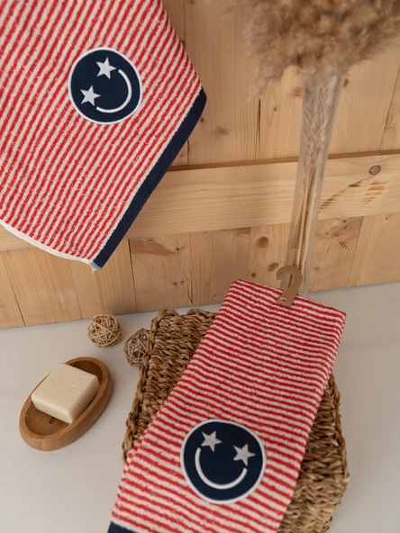 Pamuklu 2'li 40x66 cm Modern Desenli Renkli Havlu Seti Baveno - Resim 3