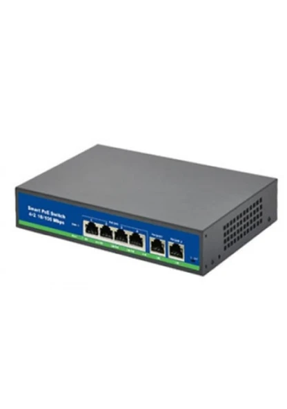 ISEE ISS-4006P 4 Port Poe+ 10-100 Mbps 2 Port 10-100 Uplink Switch 78W ürün görseli